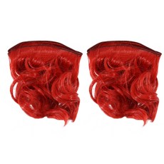 인형 가발 롱 스트레이트 합성 머리카락 DIY 인형 머리 액세서리 긴 생머리 번들, 1개, 레드 504