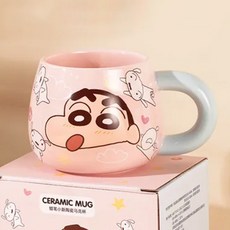 짱구 페이스 둥근 손잡이 머그 460ml, 손잡이 블루, 1개