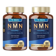 Totaria Liposomal NMN 보충제 1000mg CoQ10 TMG 케르세틴 ALA PQQ NAD 수준 지원 세포 에너지 및 건강한 노화 60캡슐 cGM, 60개(2팩)