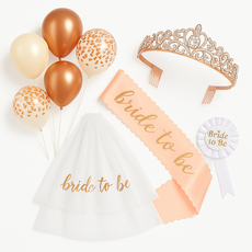 브라이덜 샤워 풀패키지 파티 세트 티아라 어깨띠 베일 브로치 풍선 웨딩 셀프 촬영 소품 할로윈, 1세트, 핑크