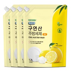 슈가버블 주방세제 구연산X레몬 주방세제 1.2L, 4개