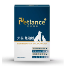 Petlance 毛孩專科 犬貓魚油粉, 30份, 皮膚/毛髮健康, 1個