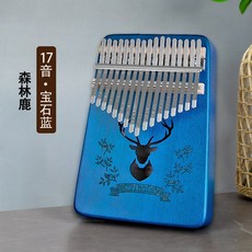 生日禮物 女孩子 女童 10歲12歲 初高中 小眾實用高級感拇指琴 網紅 雕刻音標, 1個, 【寶石藍-森林鹿-17音】