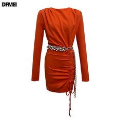 DFMEI 여자직각어깨슬림스트링셔링원피스20027