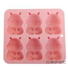 矽膠卡皮巴拉造型模具 蒸糕輔食布丁果凍冰塊模型, 6連大號卡皮巴拉, 1個