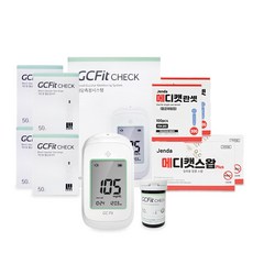 녹십자 지씨핏 첵 혈당측정기 세트 기기+시험지 200매+침210개+솜 200매 혈당체크기 [메디캣 출고], 1개, 200매 세트