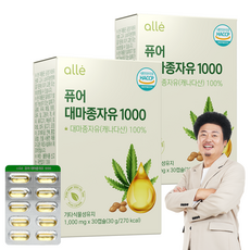 대마종자유 식약청인증 HACCP 1000 오메가3오메가6 냉압착 캡슐 캐나다산 퓨어 알레, 30정, 2개 30정, 2개