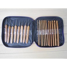 【綺綺愛編織】木柄勾針套組 20支套組 附收納袋 編織工具 鉤針, 1個