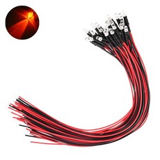 3파이 24V LED 레드 표시등 저항내장형 와이어 케이블 일체형 제어판넬 산업용 전기배선 DIY 전자부품 자동차 오토바이, 10개
