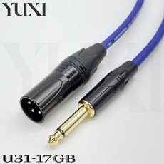 高級鍍金接頭 XLR公 轉 6.3 TS microphone cable XLR卡農轉6.5mm, 1個, 綠色線材,30公分 含雙頭