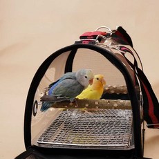 앵무새이동가방 투명 매쉬 이동장 휴대용 케이지 새장, 외출가방+역망+페퍼우드스틱+교환패드, 1개
