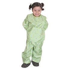 투피스 아동 전신미술가운 / 상하의 미술가운 방수, 연두동물
