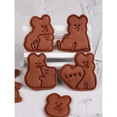柿子椒熊 卡通餅乾模具 6入 愛心熊 3D立體按壓DIY烘焙工具, 1個