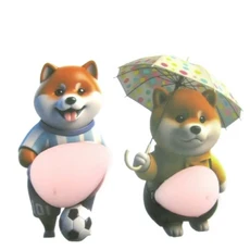 통통한 시바견 3D 스티커 강아지 배 귀여운 접착식, 07 4pcs-B