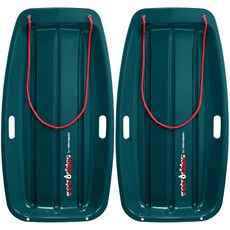 Retrospec Retrorider 어린이 및 성인용 플라스틱 눈썰매 - 터보건 스타일 풀 로프 내한성 구조 빠른 내리막 라이딩을 위한 단단한 바닥, 2-2팩, 35", 스노이 스프루스