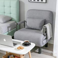 다용도 접이식 소파베드 1인용/2인용 등받이 조절 가능 편안한 거실 침실용 쇼파 침대겸용, 연그레이 65cm