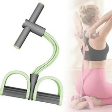 천연고무 6관 다기능 페달 저항밴드 손잡이형 / 복부 허리 팔 다리 운동 홈트레이닝 기구, 1개, 초록색