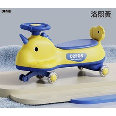 DFMEI 寶寶搖擺車3-5歲靜音閃光輪滑行男女孩溜溜車兒童扭扭車玩具, 1個, 黃色-無音樂