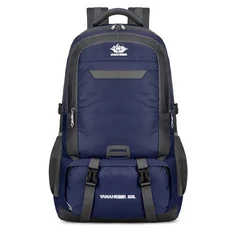60L 하이킹 배낭 외부 프레임 배낭 야외 여행 가방 나일론 스포츠 가방 등산 여행, 01 Dark Blue