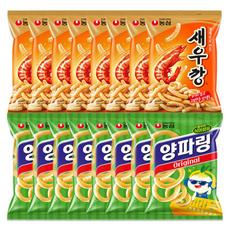 농심 새우깡 +양파링 총, 16개, 90g