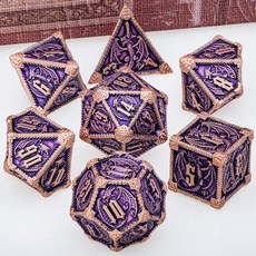 다면체주사위 금속 DND 던전 및 드래곤 RPG 세트 D20 D12 D10 D8 D6, Copper Purple, 1개