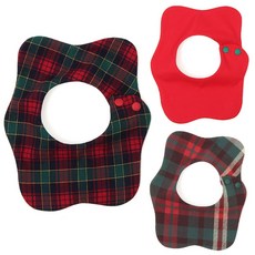 베베띵 겨울 아기 턱받이 3종 세트 크리스마스 감성 체크 패턴 침받이 신생아 침흘림 방지, 1개, 3개입, 1번_크리스마스에는+빨강선물+산타마을에