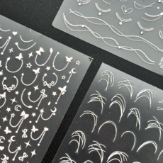 웨딩네일 화이트 심플 엠보 네일 스티커, 나비엠보, 1개