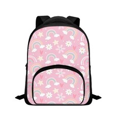 Glkyslehks 여학생 유아용 백팩 듀얼 지퍼 책가방 30.5cm(12인치) 여행용 배낭 Rainbow