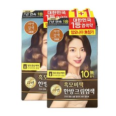 리엔 흑모비책 한방 크림 염색 자연갈색 1+1 새치염색약 흰머리 헤어, 리엔 흑모비책 한방 염색 자연갈색 1+1, 1개