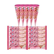 스친소 딸기시리즈 2종 구구콘 x5개+구구바 x10개 아이스크림, 1세트, 1.55L