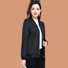 초슬림 여성용 봄가을 중년 엄마용 단추 면 재킷, 4XL, 블랙