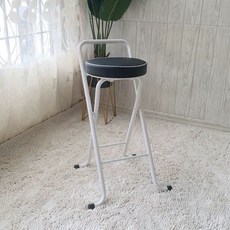 접이식 바 의자 야외 캠핑 스툴 좌식 릴렉스 체어 높은, 1인용, 화이트 블랙 두꺼운 쿠션 (65cm)