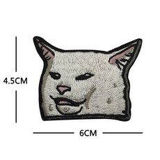 女人吼貓的貓咪刺繡臂章，貓貓迷因meme，士氣章、識別章、任務章、魔術貼, 1個