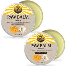 반려견 반려묘용 발밤 2팩 버터 발 보습 왁스 보호 건조 균열 치유로 100% 카모마일 오일 & 꿀 3.5온스로 팔꿈치, 반려견 반려묘용 발밤 2팩 버터 발 보습 왁스 보호 건