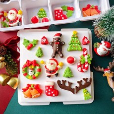 크리스마스 솔방울 소나무 케이크 장식 식용 데코 (60개입) 베이킹 아이싱 재료, 23. 크리스마스 믹스 30개입