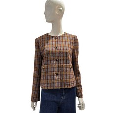 [백화점 홈쇼핑 정품] 에이비에프지 멀티칼라 체크패턴 라운드넥 트위드자켓 AGNZ4HJ04J