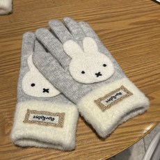 Rockabye 米菲兔兔觸屏加厚保暖手套 女冬季可愛刷毛防寒學生騎行全包防寒