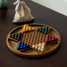 DFMEI 跳跳棋兒童玩具遊戲玻璃珠球彈珠棋盤大人版大號彈珠波子, 繽紛木珠跳棋(MDF)圓形棋盤:如圖