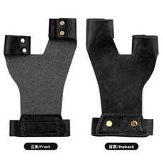 弓箭護手套 反曲持弓左手搭箭二指護指套 傳統弓牛皮護指射箭手套, 1個, 黑色左手 一只