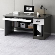 BYOU 모던 수납 사무용 책상 다용도 튼튼한 책상 세트 컴퓨터 책상, 그레이