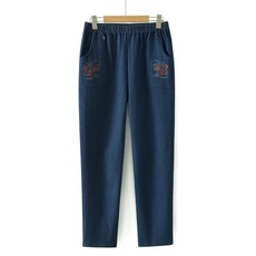 팬츠 밴딩 할머니 청바지 퀄팅 고무줄 겨울 엄마 선물, C. 홍매화