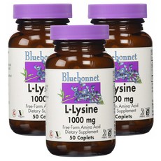 Bluebonnet L-離胺酸 1000mg, 100顆, 3個