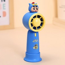 짱구는못말려 PXO 미니 선풍기 USB 충전식 휴대용 핸디형 선풍기 사무실 책상용, 블루