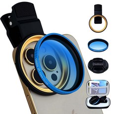 YADSUX 52mm 폰 CPL 편광 렌즈 필터 키트 아이폰 카메라 부착물 아이폰 12-16 프로/프로 맥스와 호환 (레드 필터), 블루 필터