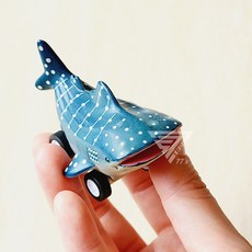 【台灣出貨】手繪仿真海洋動物迴力車，多款可愛海洋玩具車，兒童汽車玩具，鯨鯊/鯊魚/海豚/虎鯨, 鯨鯊, 1個