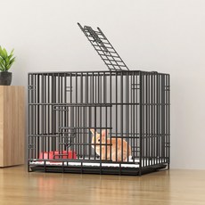 百物集 寵物兔籠 折疊式 荷蘭豬籠 寵物籠, 1個, 加密款50*34*41cm,籠子+托盤（顏色隨機）
