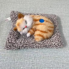 DFMEI 汽車擺件貓咪活性炭除甲醛汽車裝飾淨化空氣可愛公仔車載仿真貓咪, 1個, 橘貓【會喵喵叫】:小號