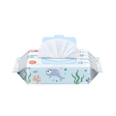 Nuby 海洋系列極厚柔濕巾 寶寶濕巾 無酒精 紙巾, 60張, 1袋