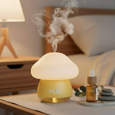 H2O 蘑菇造型加濕器- 療癒夜燈加濕器, 黃色, 療癒系列