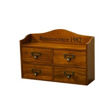 빈티지 우드 약수납장 식탁 소형 정리함 4단 서랍 빈티지 컬러, 4단 서랍 블루